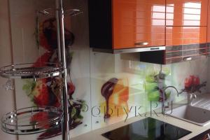 Фартук стекло фото: фрукты в шоколаде., заказ #S-1257, Оранжевая кухня.
