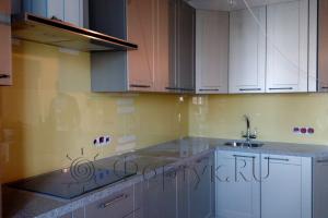 Стеновая панель фото: однотонный цвет, заказ #ГМУТ-062, Серая кухня.